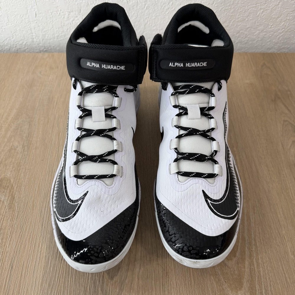 Nike Alpha Huarache Shoes Mens Size 13 White Black Baseball Cleats FD2744-107 - Picture 2 of 7